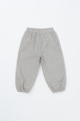 Avauma Breeze Jogger Pants in vintage check pattern, laid flat to show breathable cotton fabric and relaxed fit.